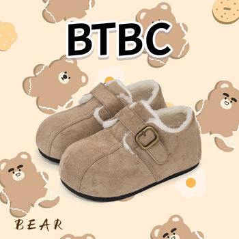 Btbc bun 2025 winter new women's shoes plus velvet thick sole heightening birkenstock shoes women's casual shoes