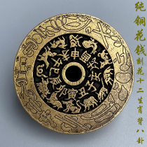Brass twelve zodiac signs gossip spend money win money town house copper coins Feng Shui threshold copper coins pure copper palace money