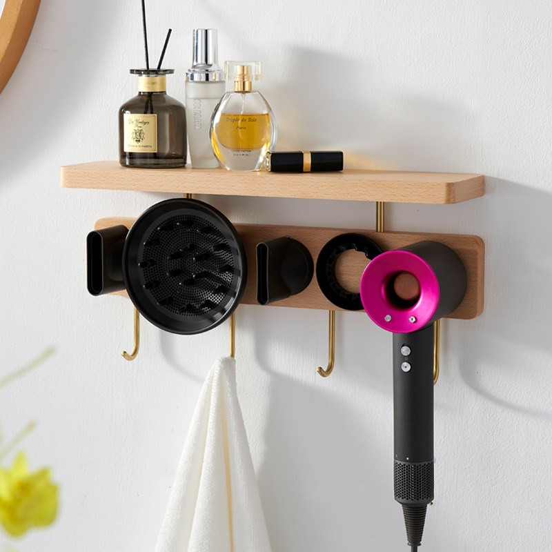 For Dyson Hair Dryer Rack HD03 Stand No Hole Hanging Rack Rack Wall Hanging Storage Rack Wood