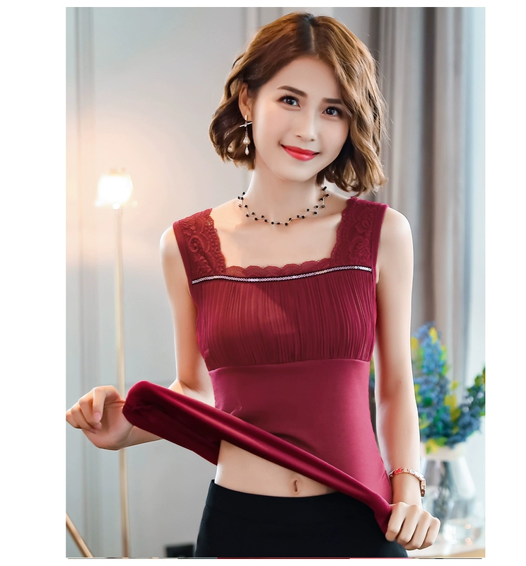 Ren mùa đông lạnh dày cộng với nhung ấm áo yếm vest nữ áo khoác mùa thu quần áo bó sát áo sưởi ấm đồ lót ao kieu dep