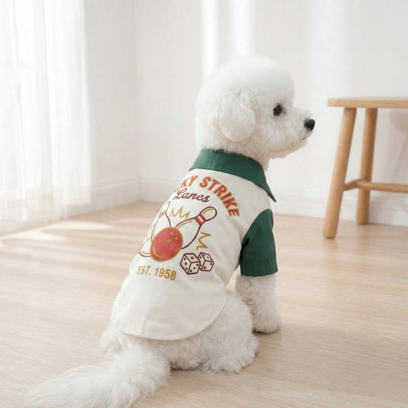 American Retro Bowling Shirt Dog Clothes Summer Thin Style Bichon Teddy Pet Lapel Cardigan Puppy