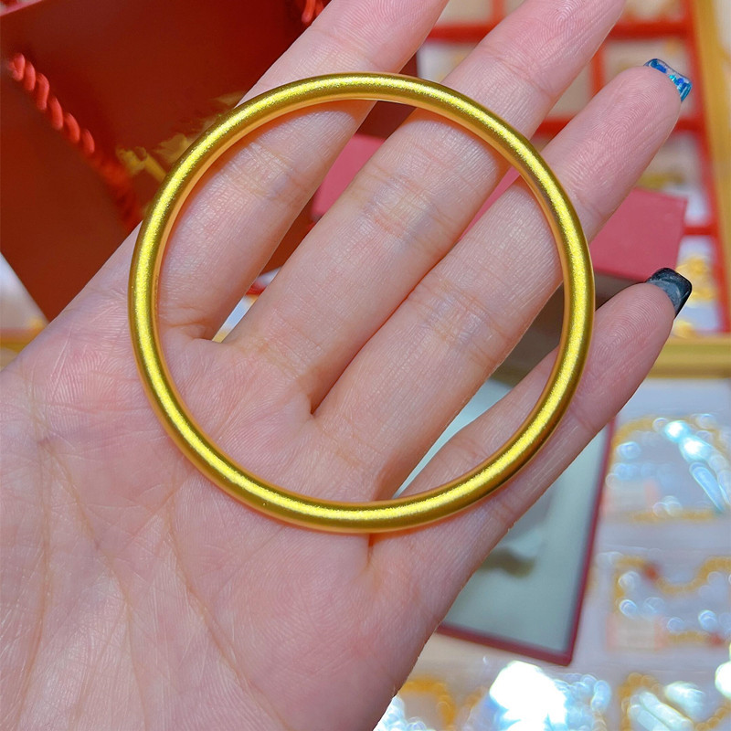 Authentic Gold-Plated Silver Traditional Plain Ring Bracelet for Women, Solid Matte and Shiny Surface Bracelet for Men, Valentine's Day and Birthday Gift