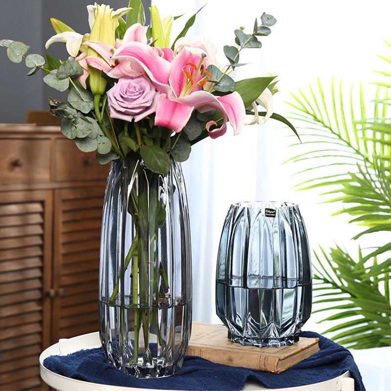 Large number creative minimalist glass bottle transparent vertical-edge vase water bacon lilies rich and expensive bamboo living-room flower arrangement pendulum pieces