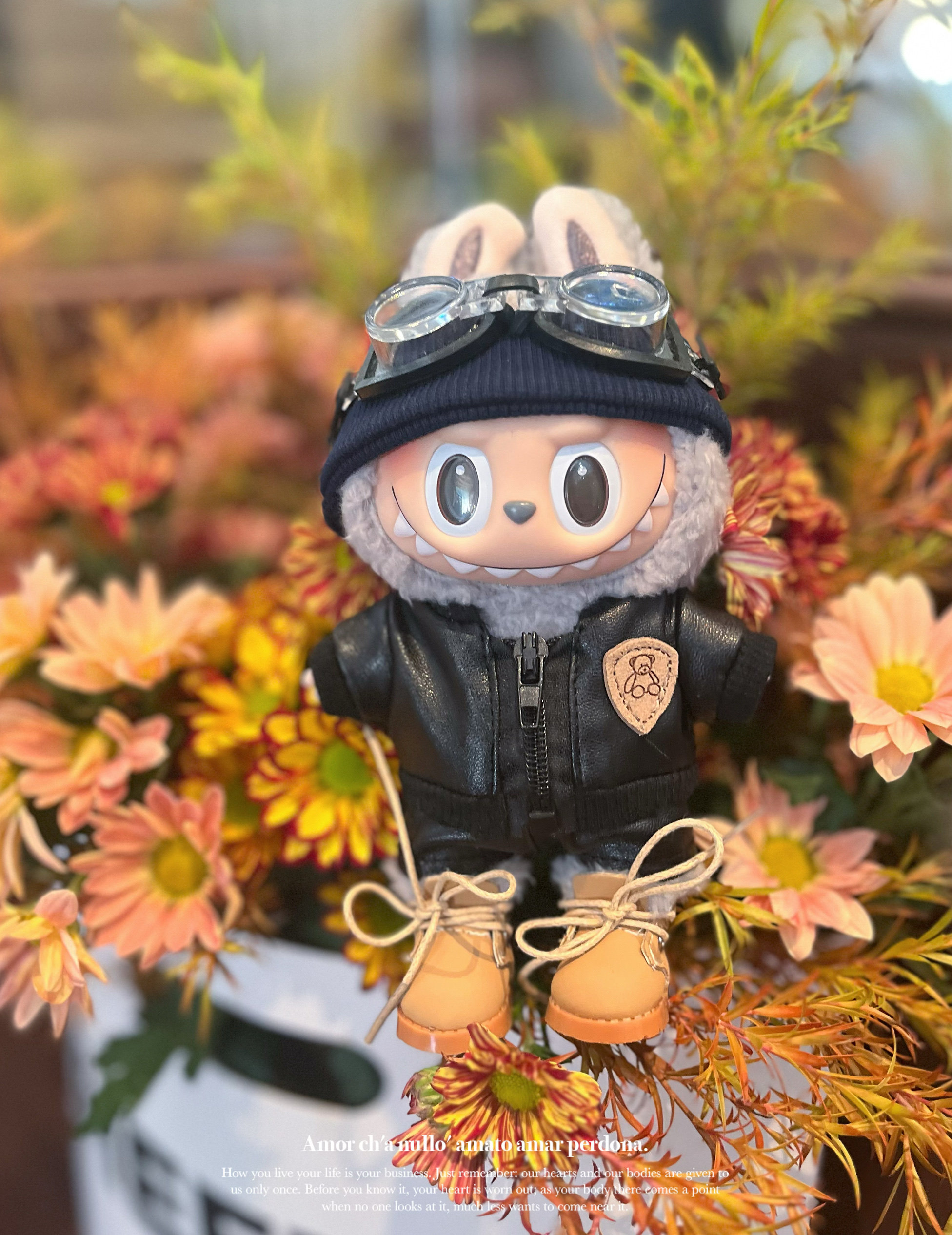 For Labubu Clothing - motorcycle fashion baby clothes cool leather clothes headband glasses 11 For Labubu Clothing - motorcycle fashion baby clothes cool leather clothes headband glasses