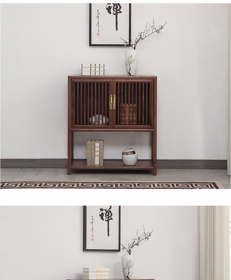 Thiền Nguyên Đán tủ chè tủ chè gỗ đen óc chó tủ cũ elm hai tủ khóa tủ ngắn rỗng - Buồng mẫu tủ nhựa đẹp