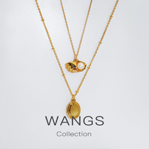 WANGS custom upgraded natural pearl gold shell oval mirror pendant collarbone necklace fedoma