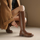 2022 autumn and winter leather boots women's thick-soled brown British style Chelsea boots leather tall knight boots