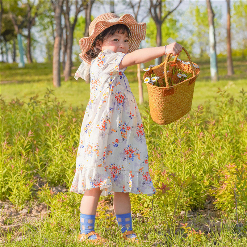 Girls Dress 2021 new child Han - style little girl's cotton - crushed princess dress in the big children's summer dress