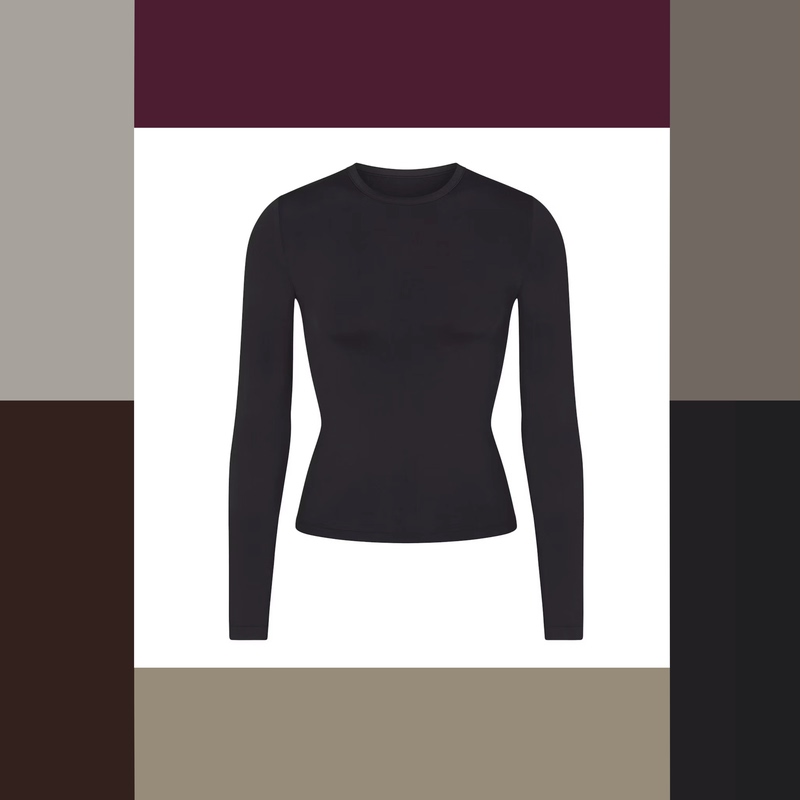 No Returns or Exchanges Xxs-4Xl Skims Soft Smoothing Round Neck Long Sleeve T-Shirt, Not Tight-Fitting