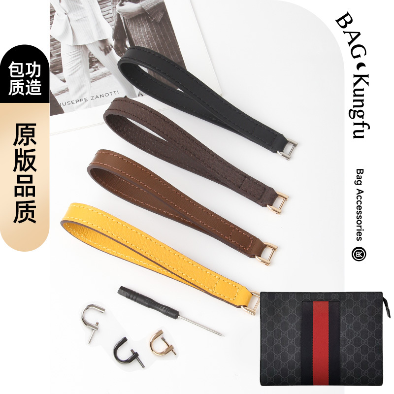 Suitable for Gucci Men's Clutch Bag Wristlet Coin Purse Toiletry Bag Handbag Accessories Genuine Leather Cowhide