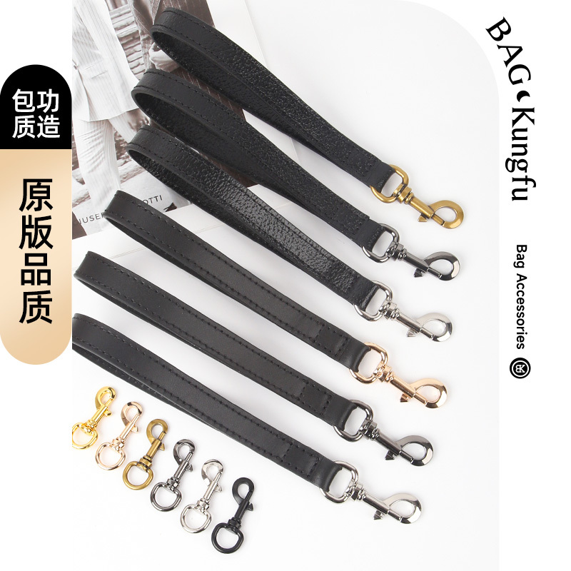 Suitable for Gucci Black Clutch Bag Wrist Strap Coin Purse Toiletry Bag Handbag Accessories Genuine Leather Cowhide