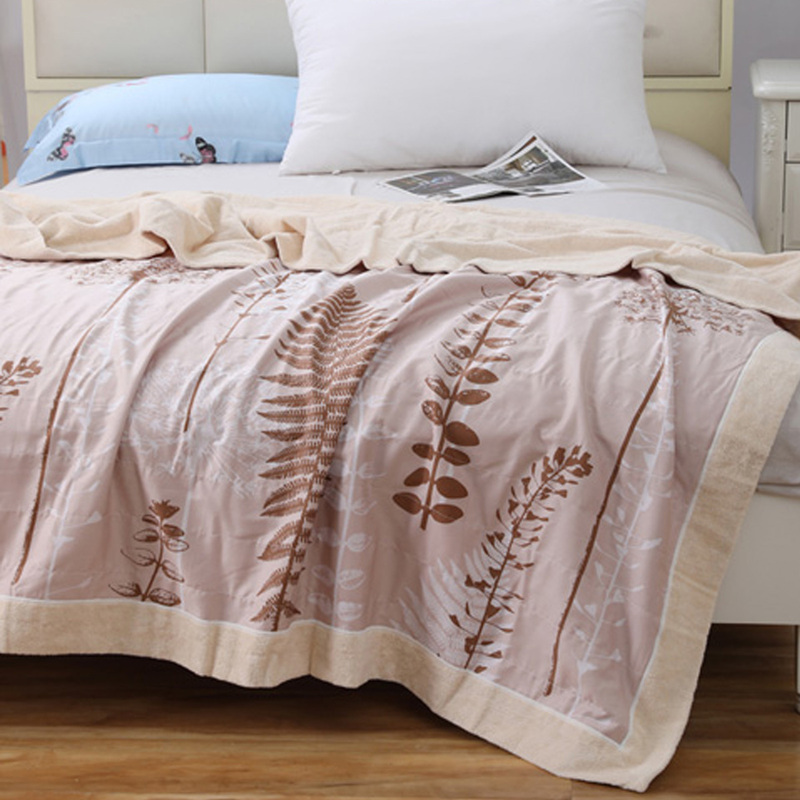 Jinhao Yishijia Pure Cotton Double Quilted Towel Blanket, Ab Side, Front Side Cotton Fabric, Back Side Towel, Thick, Breathable, and Soft
