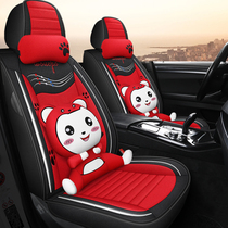The new car seat cushion four seasons universal cartoon cute car seat cushion linen seat cover fully surrounded by goddess seat cover
