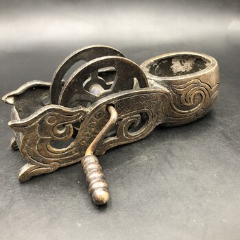 The Republic of China Copperware Ink Fountain Ink Wire Box Shuanglong Woodworking Tools Home Decoration Ornaments Retro Craftsmanship