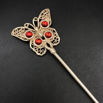 Hairpins hairpins butterfly flowers gilt copper hair accessories hair extensions glass inlaid hairpins gilt silver jewelry
