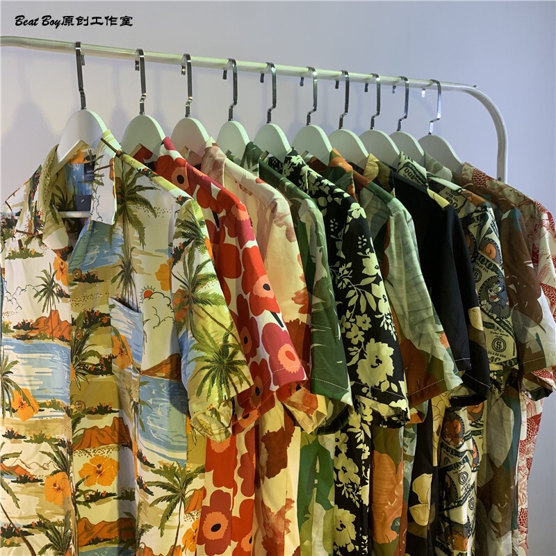Vintage Bkpp Thai-Style Short-Sleeved Floral Shirt for Men and Women, Hawaiian Bf Hong Kong Style, Preppy Cuban Collar Shirt Vintage Bkpp Thai-Style Short-Sleeved Floral Shirt for Men and Women, Hawaiian Bf Hong Kong Style, Preppy Cuban Collar Shirt