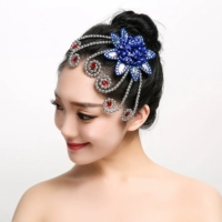 Черный драгоценный цветочный сокровище синий