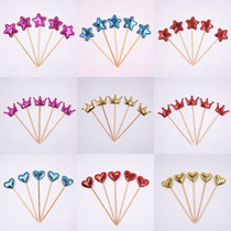 Happy birthday cake decoration card card 100 bags leather material PU material peach love crown five pointed stars a pack of 5