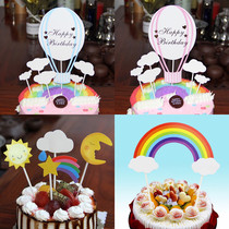 Birthday cake decoration hot air balloon sunflower Moon Birthday Party cloud plug-in Rainbow card 20