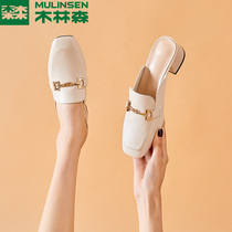 Mullin Sen Lazy a pedal bag head slippers women Summer outside wear 2021 Spring and Autumn new mid-heel female Muller shoes
