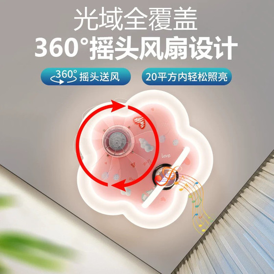 Children's Room Smart Ceiling Lamp Cartoon Melody Eye Protection Bedroom Fan Lamp New Bluetooth Speaker Fan Lamp