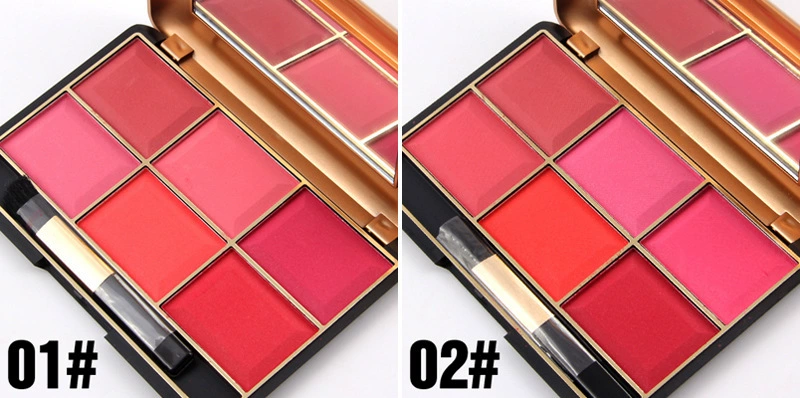 Chính hãng MISS ROSE sáu màu má hồng đĩa nude trang điểm xách tay bền không thấm nước blush disk kết hợp rouge sửa chữa khả năng tấm