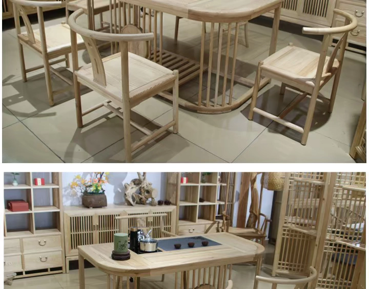 Yuzhou bàn trà gỗ rắn và ghế kết hợp nhà ban công bàn thương mại văn phòng giải trí Kung Fu bàn trà một ra đồ nội thất Trung Quốc - Bàn trà