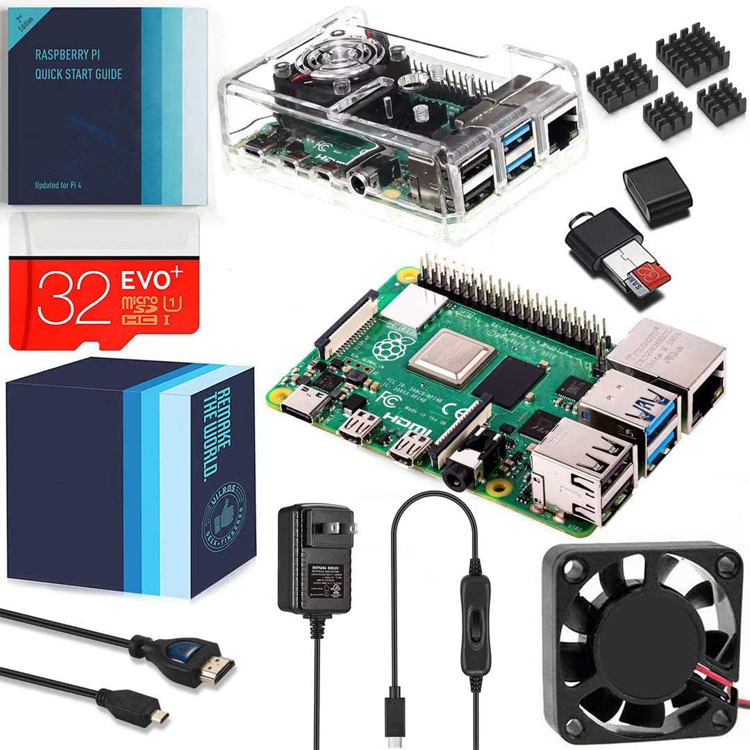 Vilros Raspberry Pi 4 4GB Complete Kit with Clear Transparen