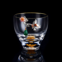 Japanese vintage silver-inlaid Master Cup glass creative kung fu teacup personality transparent tea cup small pure handmade teacup