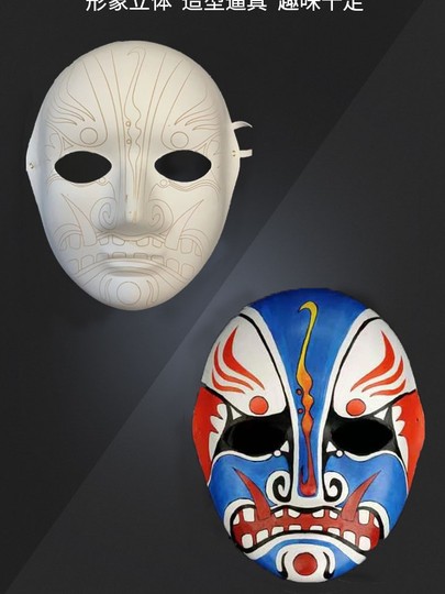 DIY Line Drawing Facial Makeup Opera Intangible Cultural Heritage Handmade Peking Opera Indentation Blank Children's Coloring Sichuan Opera Qin Opera Paper Pulp Mask