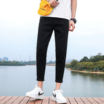 Spring new black jeans men slim small feet Korean version of the trend student wild Hong Kong style boys long pants