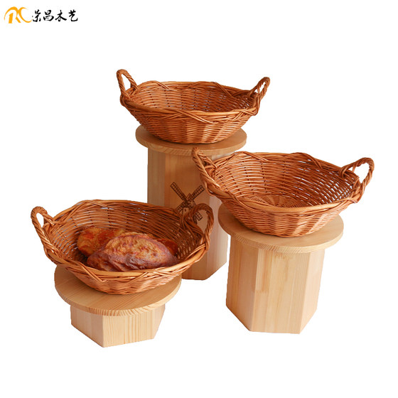 Baking rack commercial bakery solid wood round restaurant display stand display props pastry tray new product