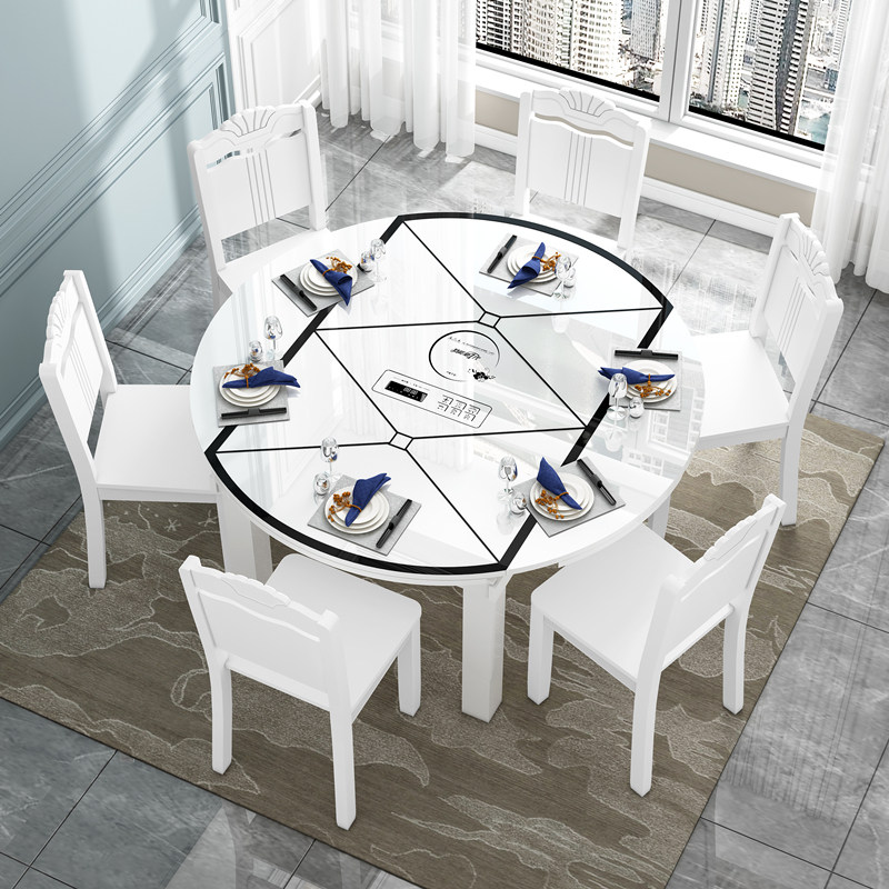 1 5m dining table and chair combination modern minimalist small apartment retractable foldable multifunctional induction cooker home dining table