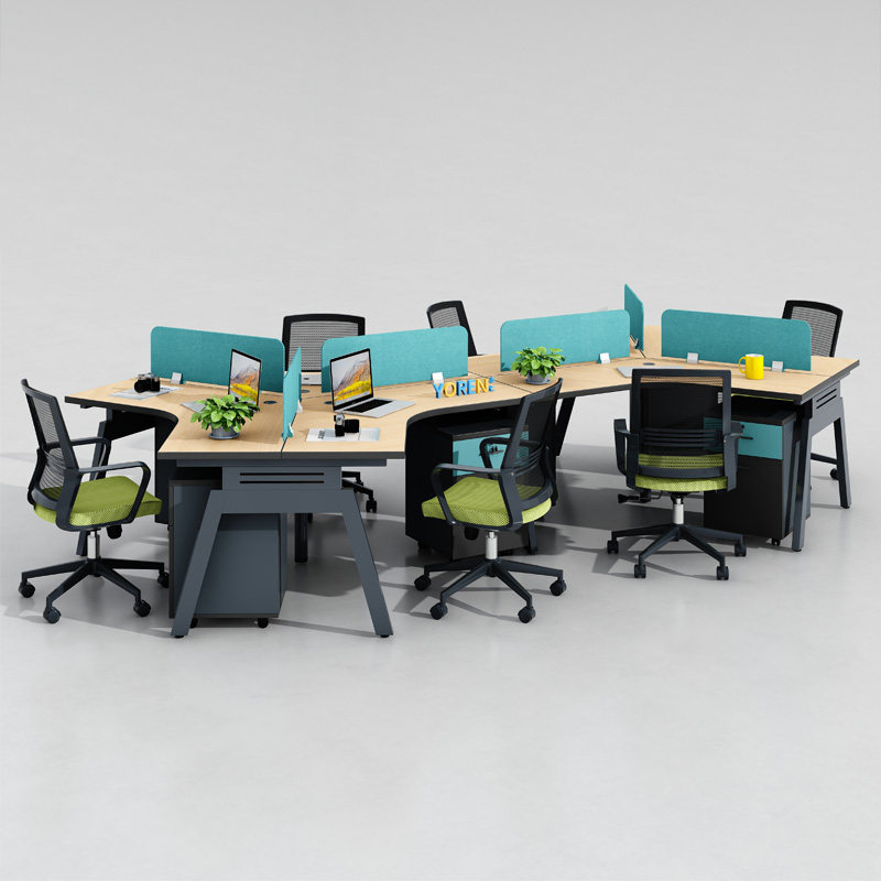 Staff table and chairs combination minimalist modern office furniture 3 6 people position Screen work bench corner bending station staff table
