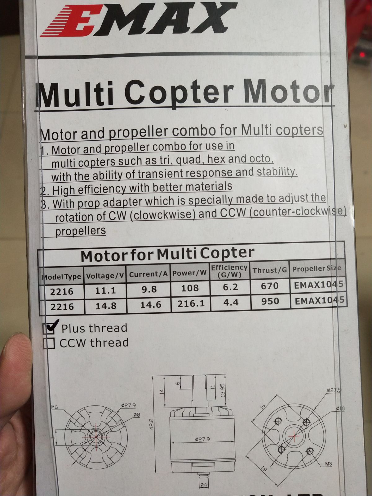 Yinyan emax RC máy bay cánh quạt đa cánh cố định MT2216 KV810 động cơ không chổi than để gửi cánh quạt - Mô hình máy bay / Xe & mô hình tàu / Người lính mô hình / Drone mô hình xe tăng