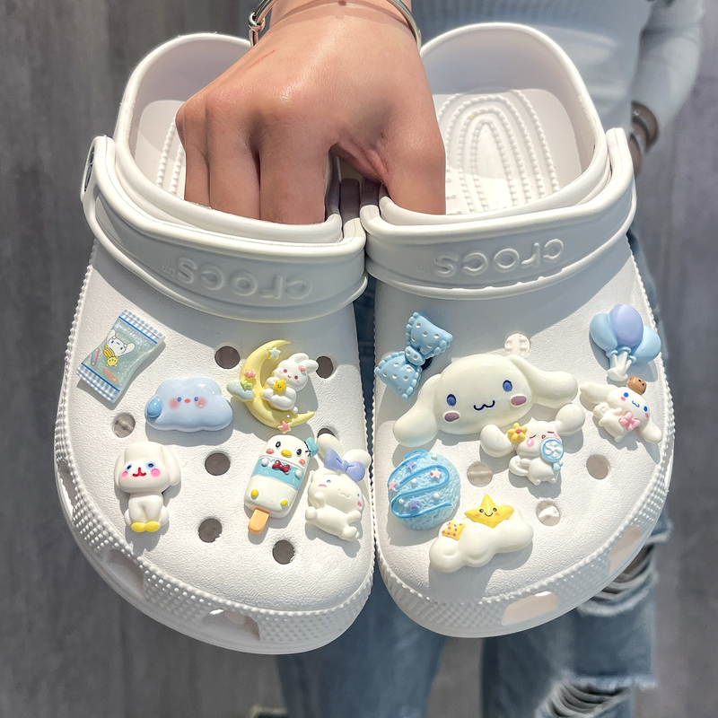 Cartoon Big-Eared Dog Shoe Accessories DIY Cloud Ice Cream Crocs Shoe Charms Compatible with Crocs Accessories Clips