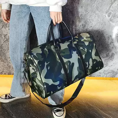 Men's portable large-capacity camouflage travel bag Lightweight waterproof sports fitness bag Oxford cloth duffel bag Soldier brother bag