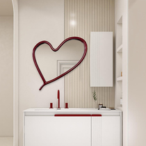 Nordic ins style high-looking smart led bathroom mirror niche heart-shaped vanity mirror special-shaped irregular decorative mirror