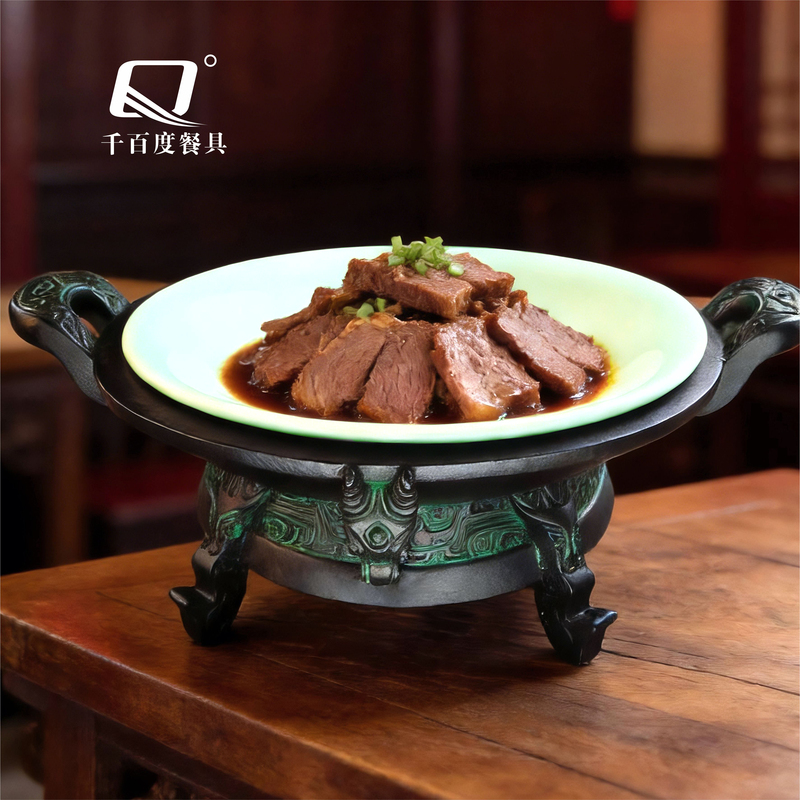 Hotel Antique-Style Bronze Tableware Creative Dish Plate Personalized Retro Theme Restaurant Chinese-Style Special-Shaped Plate