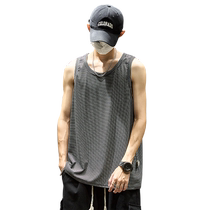 Mens vest summer Japanese trendy brand striped contrasting waistcoat loose thin undershirt casual Hong Kong style sleeveless T-shirt