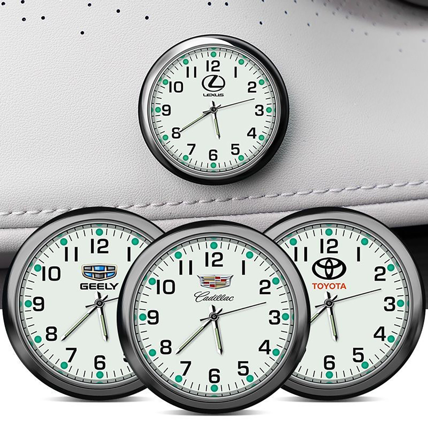 车载钟表夜光汽车石英表摆件时钟车用电子小钟表装饰车内时间显示
