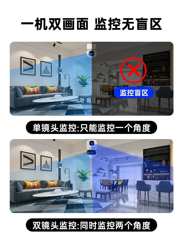 Lenovo Wireless Camera 360-Degree No Blind Spots Mobile Phone Remote Home Use No Plug-In 4g Monitor Night Vision Photography