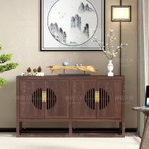 Black walnut new Chinese style side cabinet tea cabinet solid wood locker shoe cabinet shoe cabinet tea room storage restaurant locker