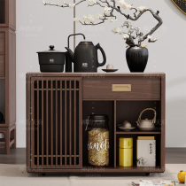 New Chinese style solid wood tea cabinet simple modern black walnut wood tea water table set bucket Tea side cabinet boiling water Cabinet