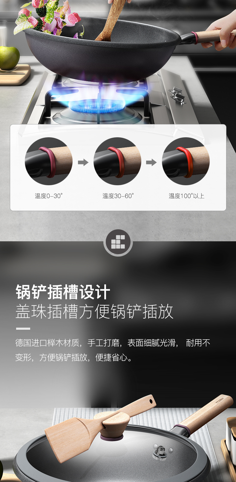 德国顶级厨具品牌 康巴赫 复合压铸不粘炒锅 30cm 少油烟 图2