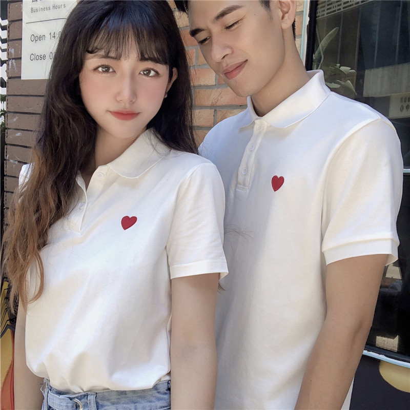2026 Couple's Summer Outfit Pure Cotton Short-Sleeve Polo Shirt for Wedding Photos, Marriage Registration, White T-Shirt Shirt Clothing 2026 Couple's Summer Outfit Pure Cotton Short-Sleeve Polo Shirt for Wedding Photos, Marriage Registration, White T-Shirt Shirt Clothing