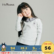 viciusss Japanese designer Childrens clothing Girls Multi-color ruffle collar embroidery Casual micro-elastic long sleeve base T-shirt