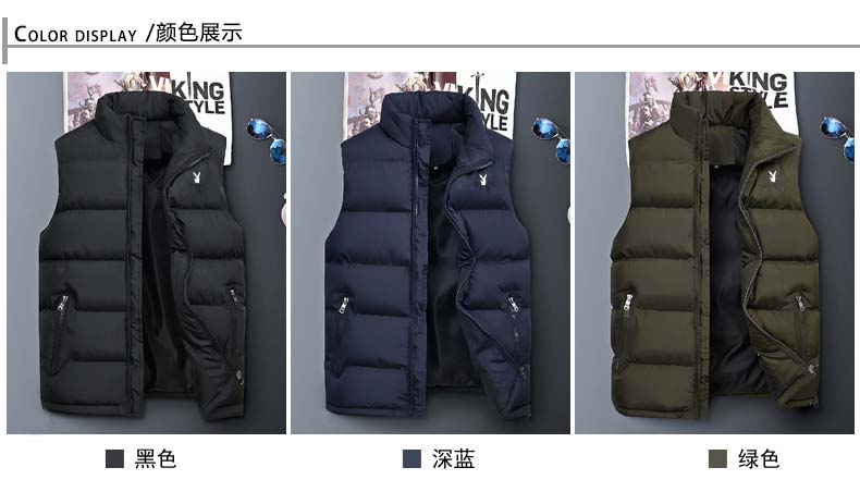 Playboy 2018 thu đông tùy chỉnh nam xuống vest cotton hoang dã vest mỏng vest vest vest áo vest da nam