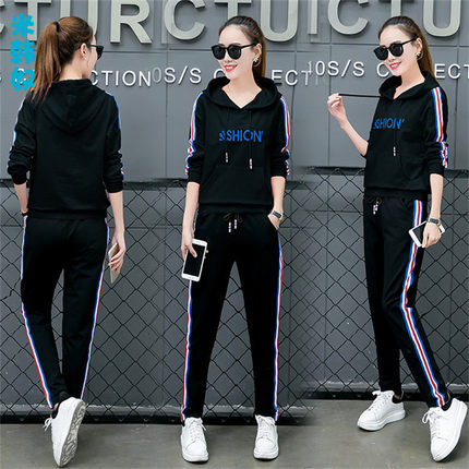 2018春季新款韩版时尚运动服套装女修身显瘦