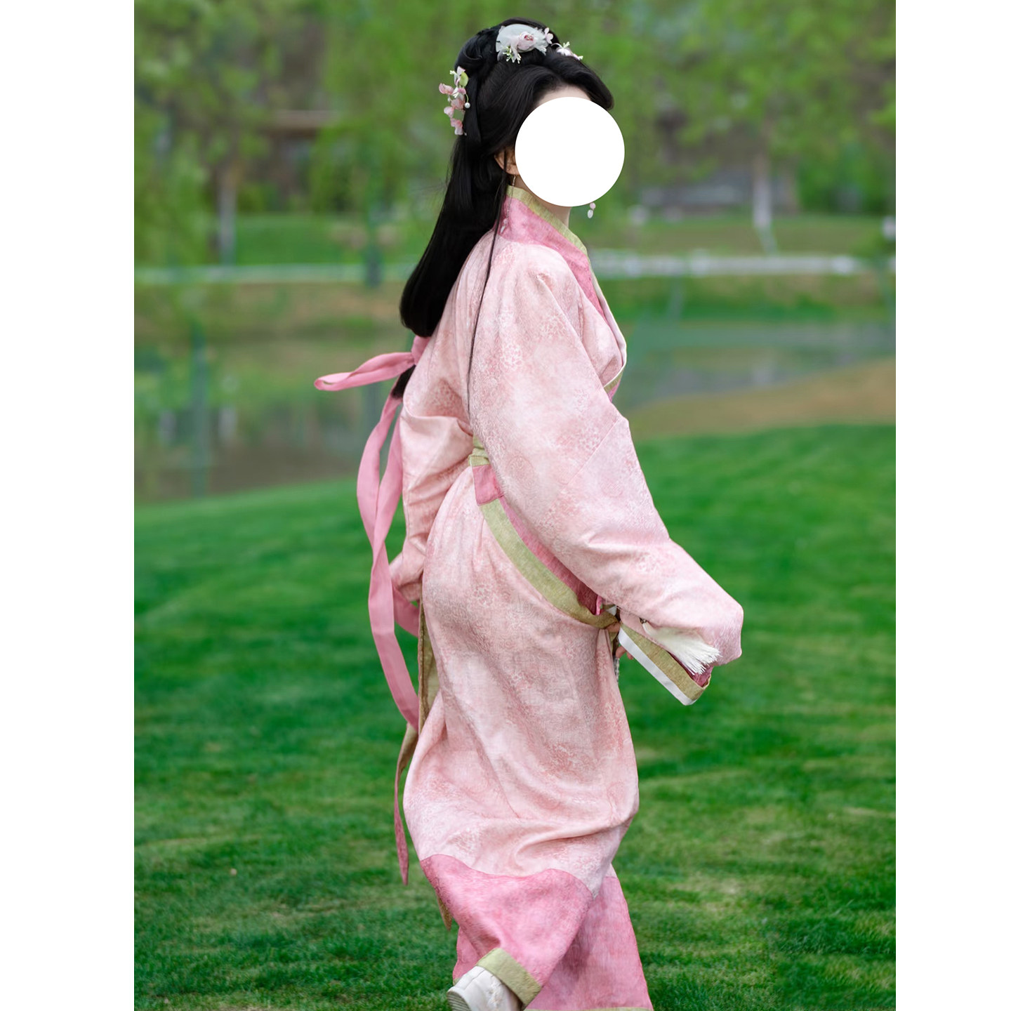 西漢王朝 曲居 復古戦国時代のローブ 漢服 女性用 ピンク クロスカラー 右向き 古代衣装 邯鄲 歩行学習 ダンスパフォーマンス衣装